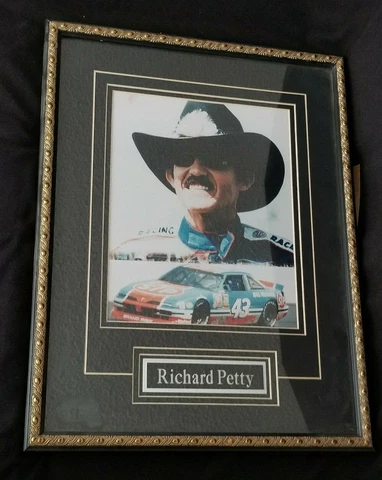 NASCAR Driver Richard Petty Photo with Plaque: Framed with Triple Mat and Glass Cover