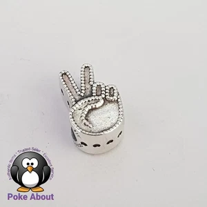 Pandora Symbol of Peace Charm 797215 Sterling Silver Hand Hearts Peace Sign - Picture 1 of 5