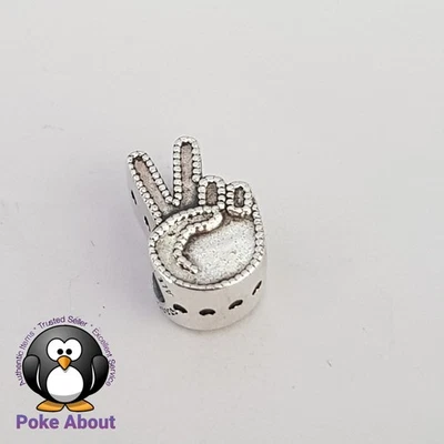 Pandora Symbol of Peace Charm 797215 Sterling Silver Hand Hearts Peace Sign - Image 1 of 4