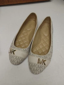 Michael Kors Flats Shoes Ivory Gold Size 10M - Picture 1 of 9