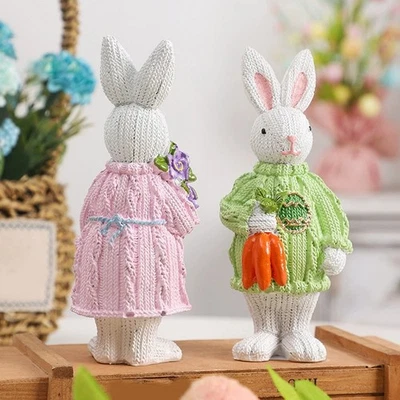 Easter Carrot Bunny Resin Sculpture for Home Table and Office Decoration - Image 1 of 4