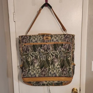 American Tourister Canvas Garment Bag Vintage Flower Tapestry. - Picture 1 of 16