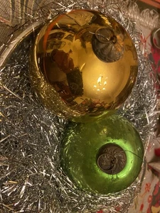 Original Kugel Antique Mercury Glass Ornaments (2) Large Heavy 5” RARE - Picture 1 of 14