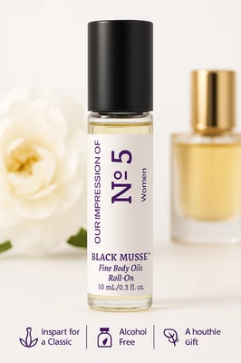 Black Musse Our Impression of No. Perfume roll on aceite corporal fino para mujer 5 ml Foto 1 de 4