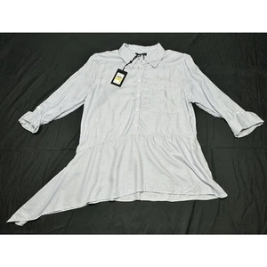 DKNY Women's White & Blue Striped Button Up Shirt -Size M NWT - Picture 1 of 5