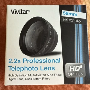 Vivitar Professional 2.2x TELEOBJEKTIV 58mm Digital (verwendet 62mm Filter) NEU - Bild 1 von 4