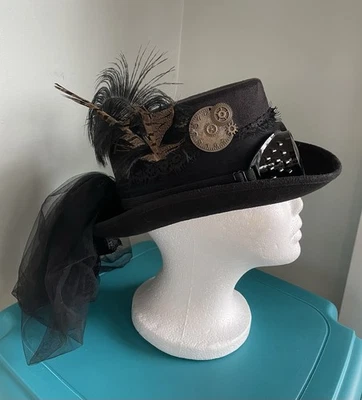 Sombrero Steampunk Mascarada con Gafas Gafas Pluma Foto 1 de 4