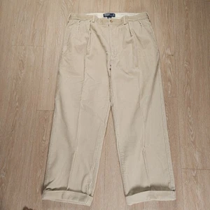 Pantaloni vintage Polo Ralph Lauren velluto a coste Andrew da uomo 36x30 (26) marrone plissettato con polsini - Foto 1 di 14