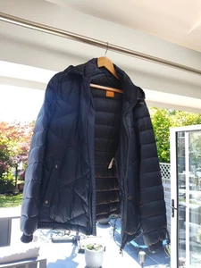 Hugo Boss Down Jacket Medium Mens 40 Tag 38 Puffer Navy Blue Feathers Jonkins - Picture 1 of 3