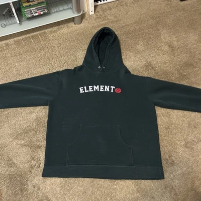 Vintage Y2K Element Skate Embroidered Green Pullover Hoodie Size XL  - Image 1 of 4