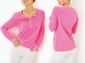 Lilly Pulitzer Leeson Cotton Sweatshirt Roxie Pink Womens Long Sleeve Sze L NWOT - Picture 1 of 7