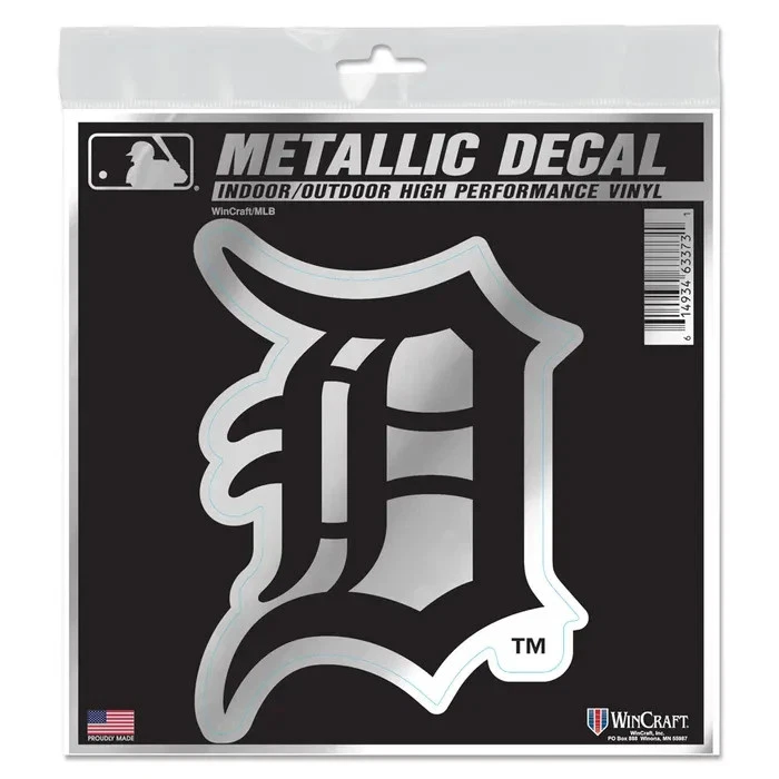 DETROIT TIGERS DIE-CUT METALLIC CHROME DECAL 6"X6" FOR WINDOWS HIGH QUALITY - Image 1 of 1