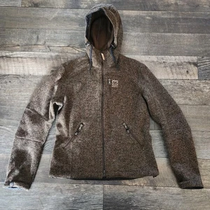 66 North Jacke Damen Medium Vindur Fleece Wollmischung Full Zip Kordelzug Kapuze - Bild 1 von 14