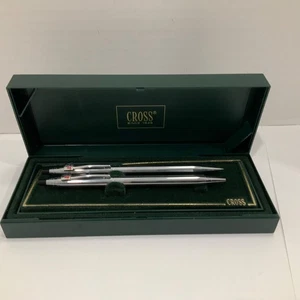 CROSS 350105 Chrome 2 Pc 1 Rolling Ball Pen/ 1 Pencil American Airlines Logo NIB - Picture 1 of 6