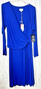 NWT PURE Collection Womens Faux Wrap Dress Sapphire Blue V-Neck Size 18 Stretch - Picture 1 of 12