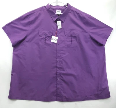 NEW Harbor Bay Shirt Mens 6XL Purple Short Sleeve Button Easy Care Big & Tall - Image 1 of 4