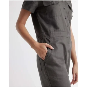 Mono de sarga de algodón y lino de manga corta Quince talla S para mujer carbón - Imagen 1 de 21