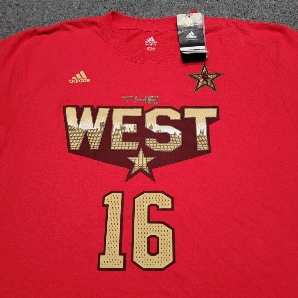 Adidas Los Angeles Lakers Shirt Mens Large Red Pau Gasol HWC All Star Throwback - Image 1 of 4