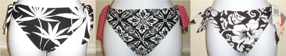 New TROPICAL HONEY black/brown floral with ties swim bikini bottom,10,12,14,16 - Image 1 of 1