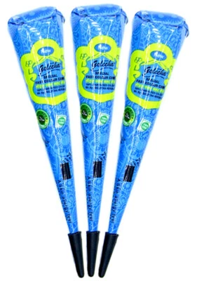 3x Golecha Henna Tattoo Paste Kegel Cones (Blau, Blue) ohne Chemie, No PPD - 75G