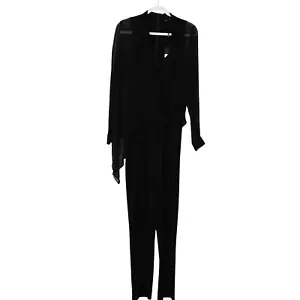Kobi Halperin Anastasia Jumpsuit Medium Black Silk Blend Long Sleeve Stretch - Picture 1 of 6
