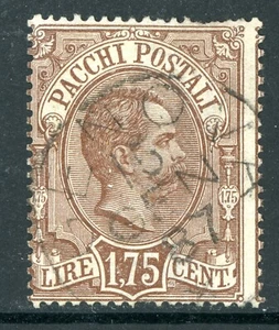 Italy 1884 Parcel Post 1.75 Lire Brown Scott #Q6 VFU Q317 - Afbeelding 1 van 6