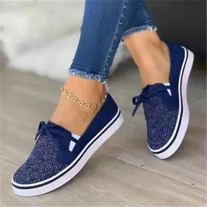 Women's Canvas Shoes Elastic Band Casual Sneakers Slip on Solid Color Female Ten - Picture 1 of 16
