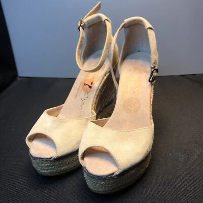 USADAS EN EXCELENTE ESTADO US7/EU37 ALPARGATAS GAIMO BRONCEADO LEA D'ORSAY BABYDOLL CORREA SANDALIA TACONES BOMBAS Foto 1 de 4