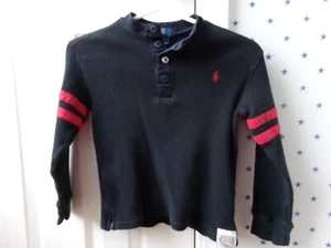 Vtg Ralph Lauren Shirt 5 Boys POLO $55 Red Striped Thermal Waffle Weave - Picture 1 of 15