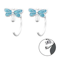 925 Sterling Silver dragonfly Ear Hanger Kids Girls Earrings