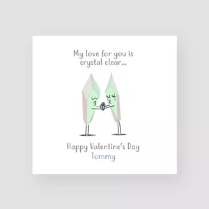 Tarjeta de San Valentín divertida personalizada hecha a mano - Cristal novio novia - Imagen 1 de 4