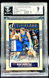 DIRK NOWITZKI 16-17 DONRUSS TIMELESS 3 COLOR PRIME PATCH AUTO 2/5 BGS 9 W 10 A - Picture 1 of 4