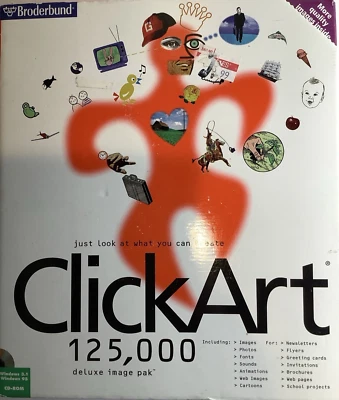 Broderbund ClickArt Software Clip Art 125,000 - Images 9 CDs & 2 Books in a box - Image 1 of 4