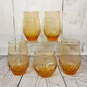 Anchor Hocking Regal Honig Gold Becher Glas 4 Stück Swirl Optik 11oz + Roly Poly - Bild 1 von 9