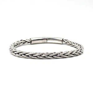 925 Silber Armband 18.5cm moderner Herren Schmuck 5.3mm Zopf Form massiv 31gr - Picture 1 of 14