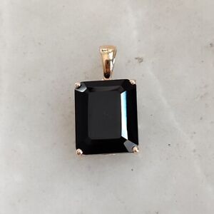 Solid 14K Yellow Gold Natural Black Onyx Gemstone Pendant Jewelry Without Chain