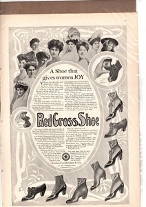1907 Lg Victorian RED CROSS Women's Button and Lace High-Top SHOES Vtg PRINT AD - Picture 1 of 1