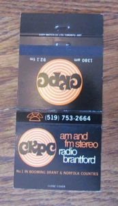 CUBIERTA DE MATCHBOOK DE ESTACIÓN DE RADIO: CKPC BRANTFORD, ONTARIO CUBIERTA VACÍA -C14 - Imagen 1 de 1