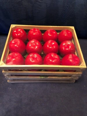 Neu-OVP 24 Deko Äpfel Durchm. 3,5 cm rot in Holzkarton - Bild 1 von 2