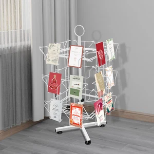 24 Pockets White Greeting Card Rack Display Stand Spinning Pocket Holder - Picture 1 of 20