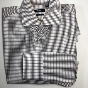 Camisa Hugo Boss Marrón Cuello Cuadros Talla 40/15.5 - Imagen 1 de 7