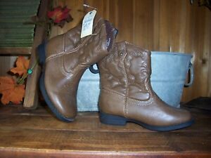FADED GLORY BOYS TODDLER COWBOY BOOTS SHOES SIZE 9 BROWN CASUAL SCHOOL PLAY NEW