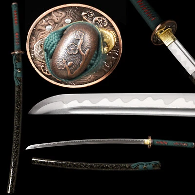 Японский меч катана с накладным монтажом острый дамасский сложенное стальное лезвие ручной работы - Изображение 1 из 4