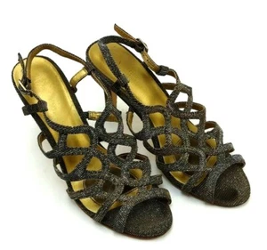 Mootsies Tootsies Aria Shoes Black/Gold Strappy Women's US Size 7.5M Used Cndt.  - Picture 1 of 8