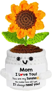 Mothers Day Mom Gifts for Mom, Gift for Moms, Crochet Flowers Sunflower for Home - Picture 1 of 12