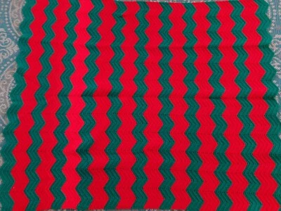 54 x 44 Red and Green Hand Woven Afghan - Image 1 of 3