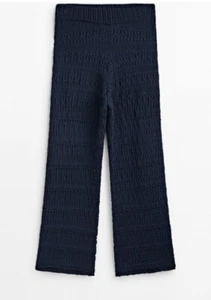 Massimo Dutti pantaloni in maglia all'uncinetto blu navy taglia XS UK 8 RRP £309 - Foto 1 di 10