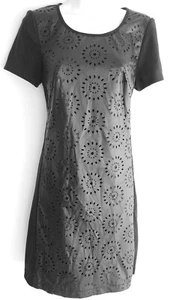 Ellen Tracy Black Cut Out Floral Short Sleeve Equestrian Dress, Women's Small - Picture 1 of 2