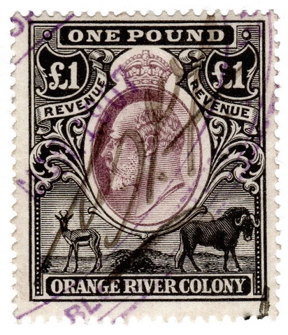 (I.B) Orange River Colony Revenue : Duty Stamp £1 Cover