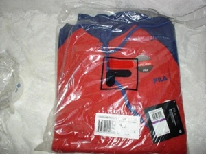 New Fila Full Zip Hooded Sweatshirt XXL Red with Blue - Picture 1 of 2